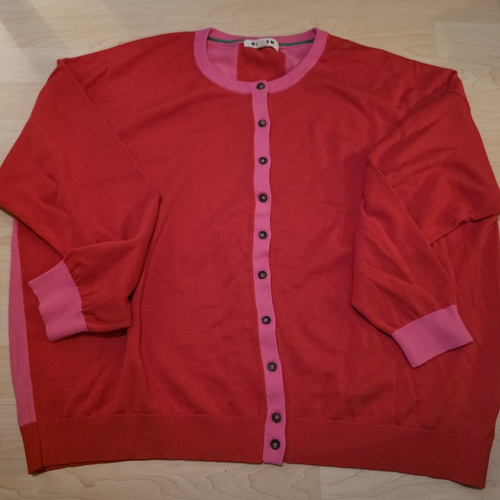 Boden Vibrant Red and Pink Cardigan